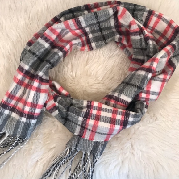 Merona Accessories - Merona Long Plaid Scarf, Pink Gray and White